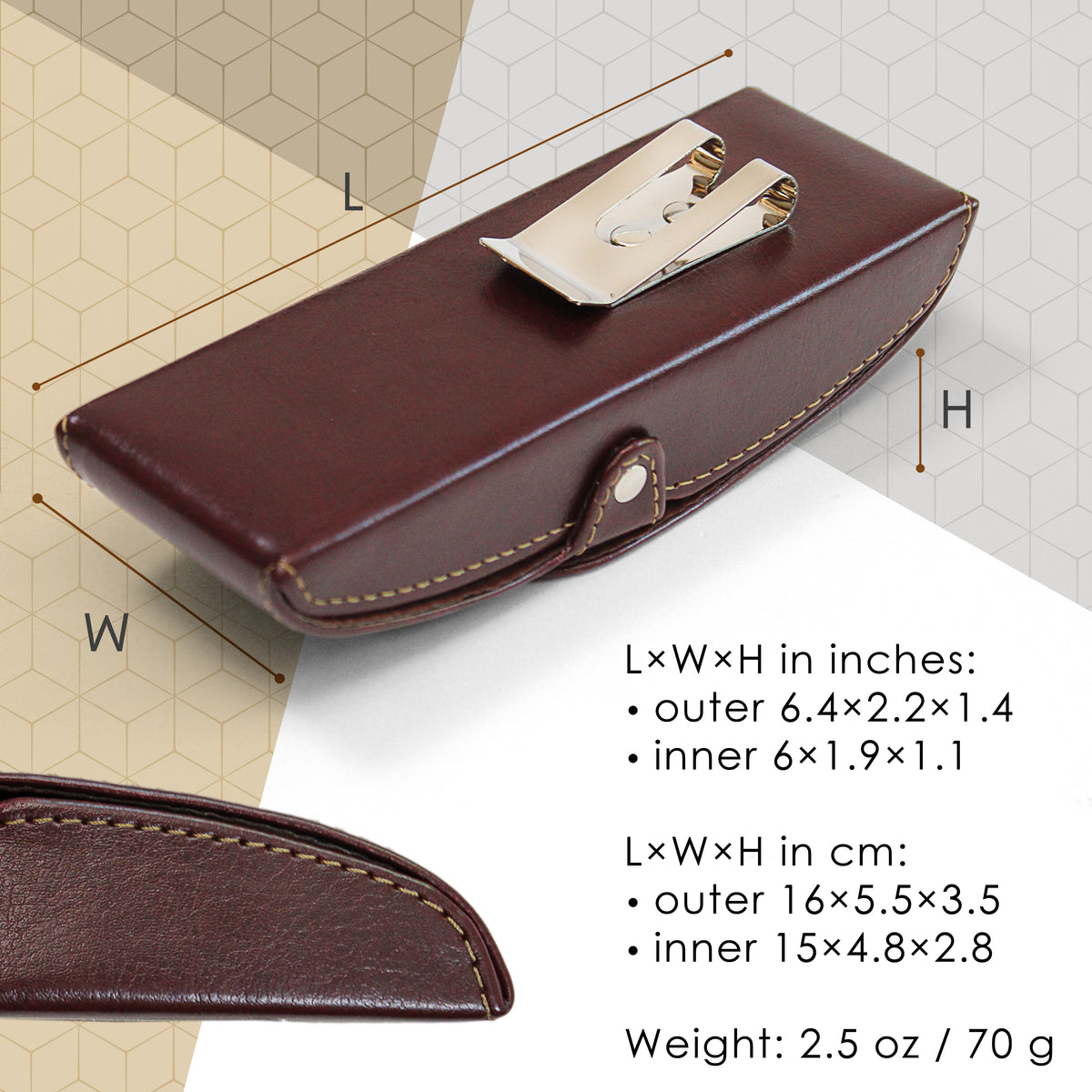 Designer Spectacle Case Hard Glasses Eyeglass Case with Belt Clip - Unique Durable Design ...
