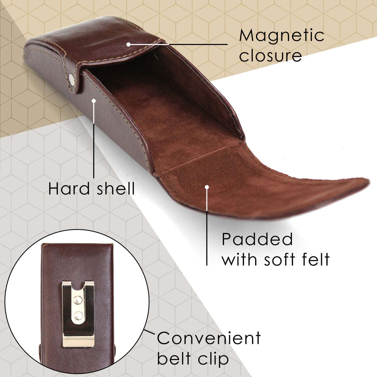 Designer Spectacle Case Hard Glasses Eyeglass Case with Belt Clip - Unique Durable Design ...